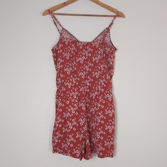Loft Women's Floral Dandelion Romper Sleeveless Burn Orange Size Small - Picture 5 of 15